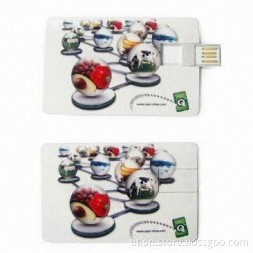 Credit Card USB Flash Drive with 1 to 32GB Memory Capacity and CE/RoHS/FCC Marks